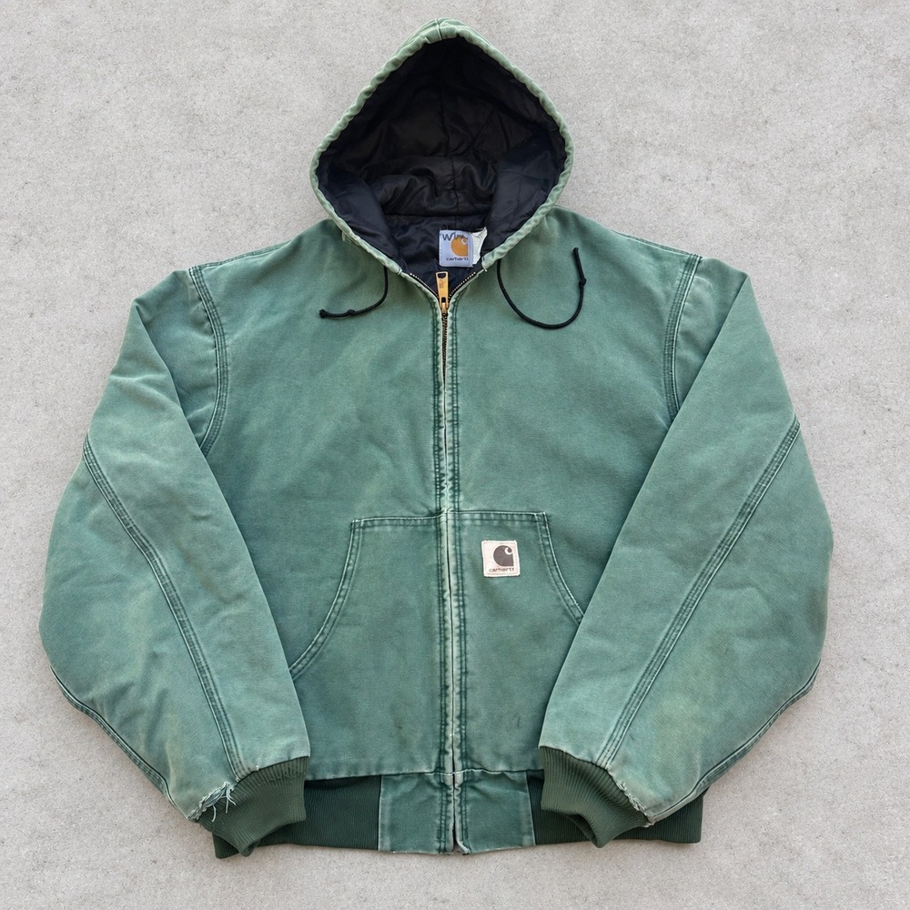 Vintage Carhartt JQ294 Active Jacket XL Aspen Green Faded Distressed Workwear